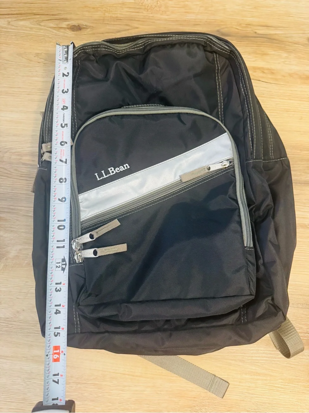 L.L. Bean Black Gray Backpack Bookbag School Travel Laptop Bag - NWT